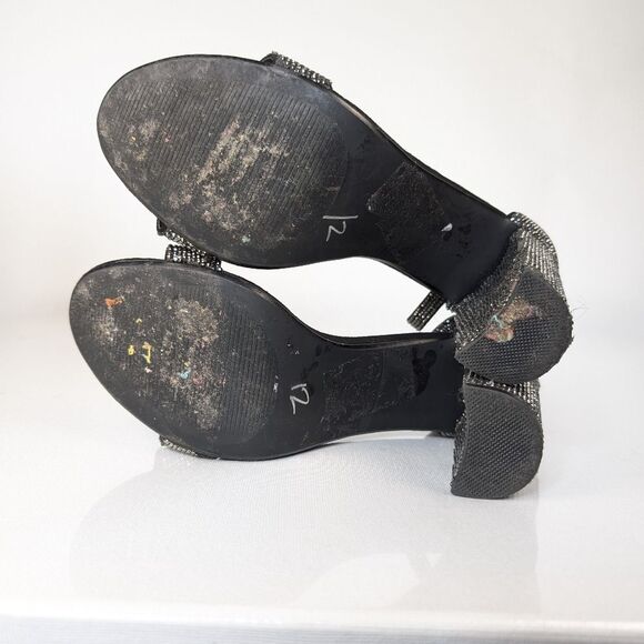 Steve Madden Carrson Sparkly Heels Black Rhinestone Block Sandals 10M - Picture 9 of 9